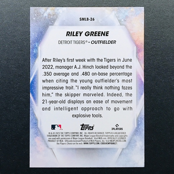 Riley Greene RC - 2023 Topps Stars of the MLB #SMLB-26 - Picture 2 of 2